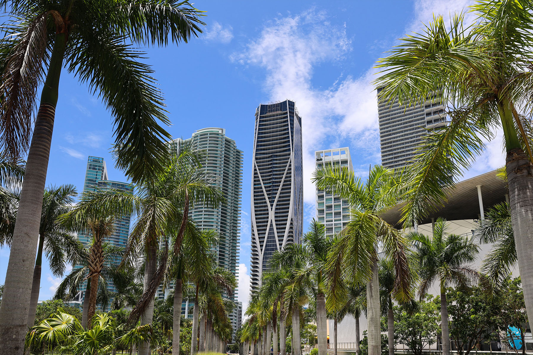  The condos are located in downtown Miami, opposite Museum Park