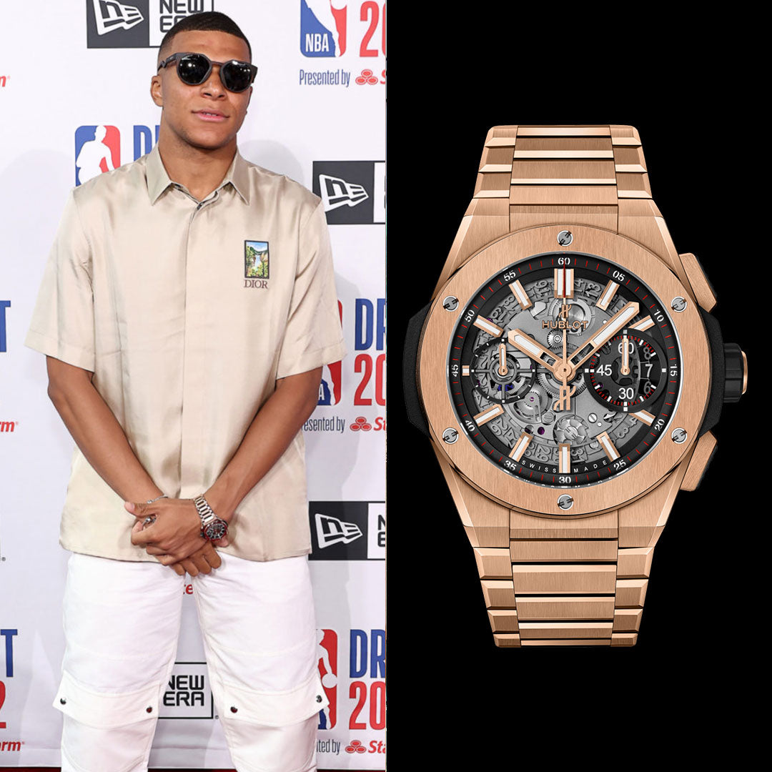 Kylian Mbappe With His Lovely Hublot Watches - Big Bang Integrated King Gold