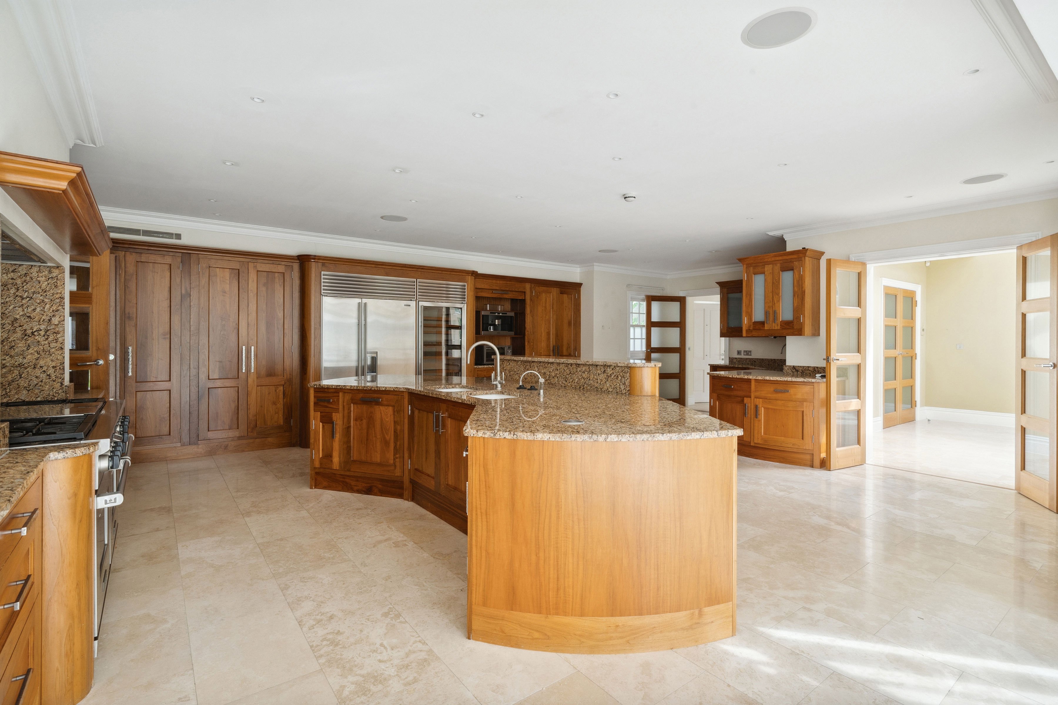 The bathroom has a wooden finish