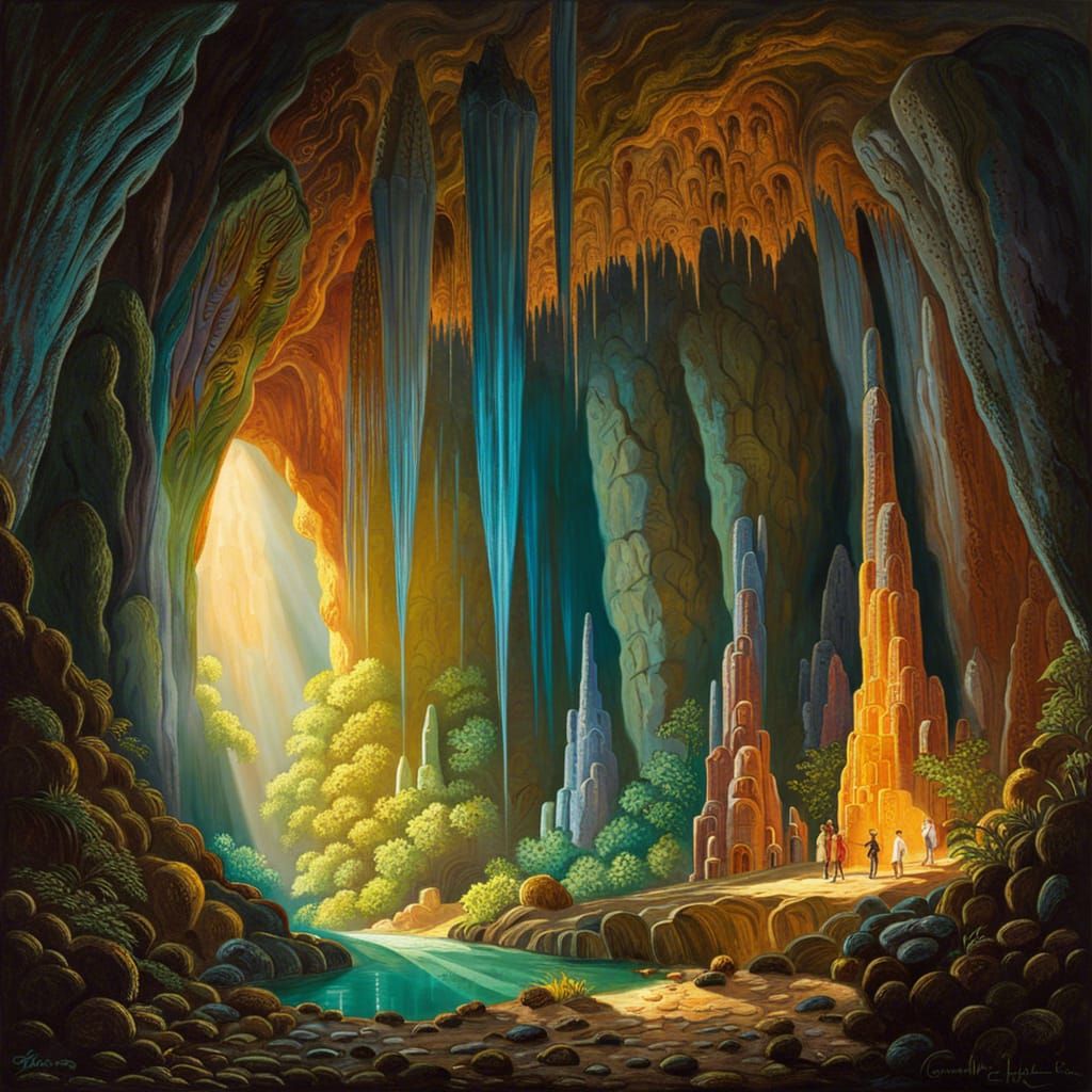 Inside a lush Cave - AI Generated Artwork - NightCafe Creator