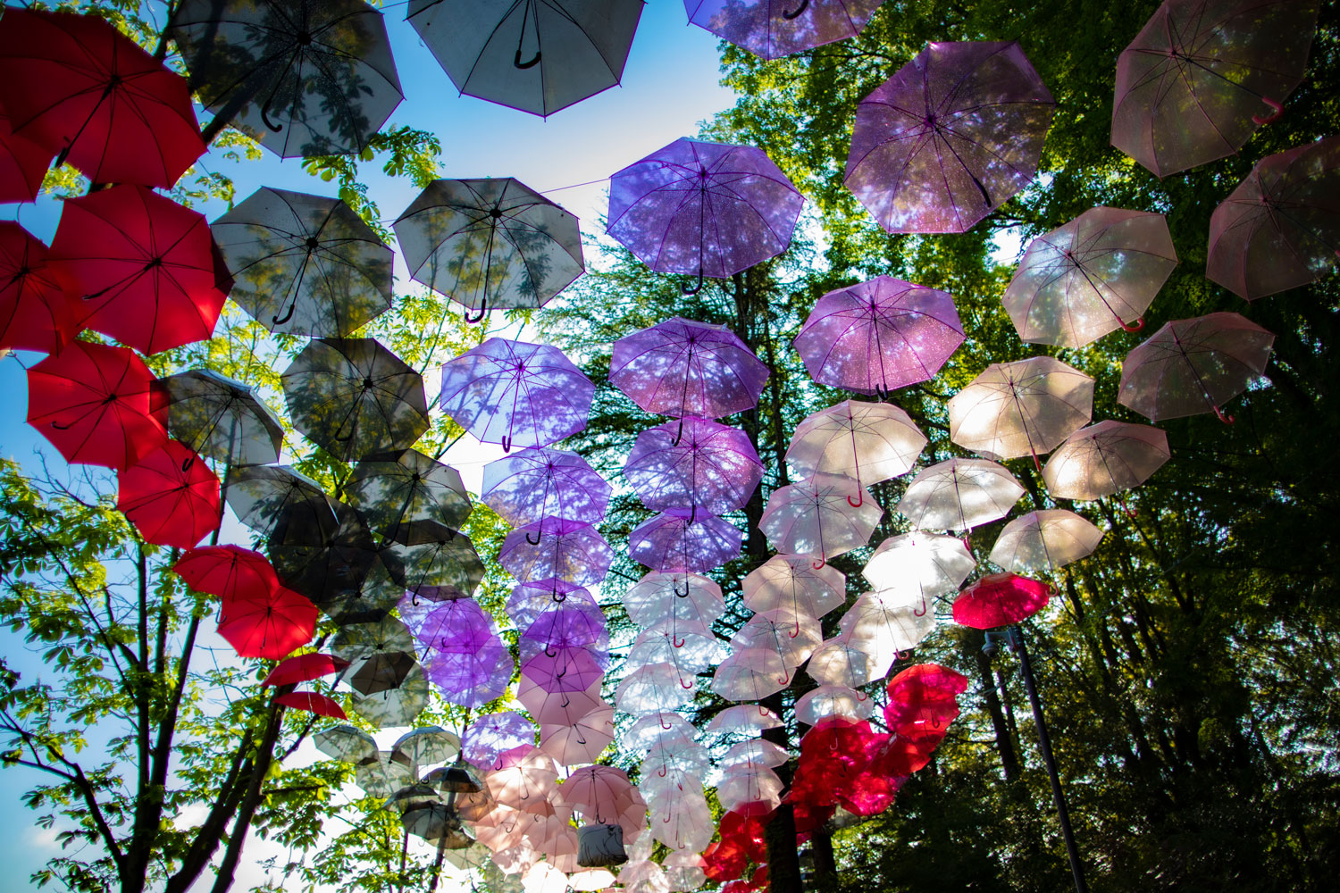 Moominvalley Park umbrella installation: experience the rainbow