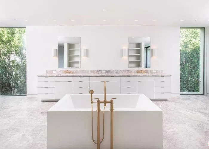 the bathroom in Kim Kardashian and Kanye West's Bel Air estate