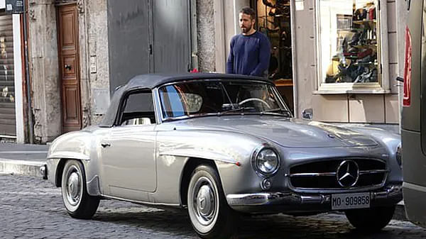 Ryan Reynolds with his Mercedes-Benz 190 SL