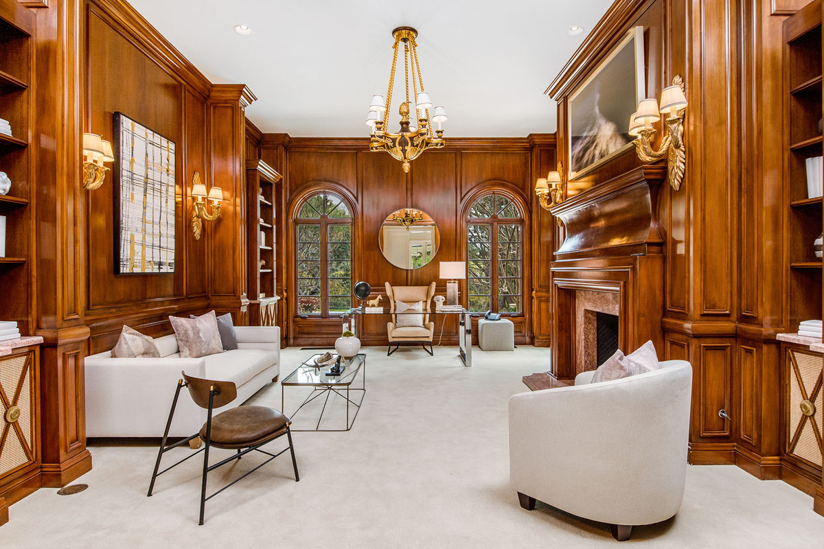 Elegant Wood-Paneled Home Office